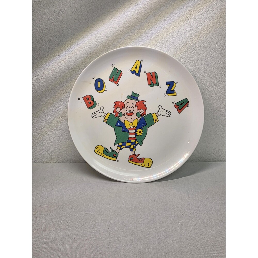 Vintage colorful clown Bonanza Melamine Plastic Childs Kids plate made in Taiwan